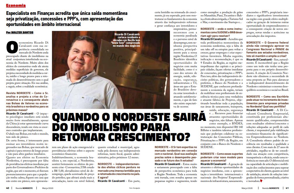Entrevista Ricardo Di Cavalcanti a Revista Nordeste 2020.
